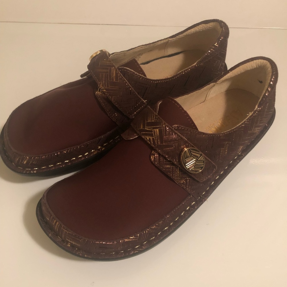 ALEGRIA WOMEN’S DENA DEN-589W BROWN LEATHER CASUAL SLIP ON SHOES EUR 39 8.5